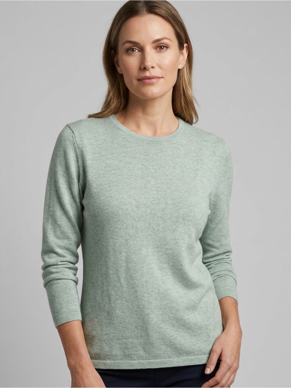 Cutter & Buck Silk Cashmere Crewneck Sweater Ladies Size L Y2K Minimalist Preppy
